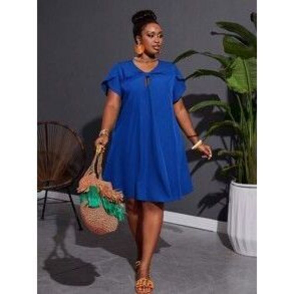 Slaydiva Plus Loose Fit Green A-Line Dress